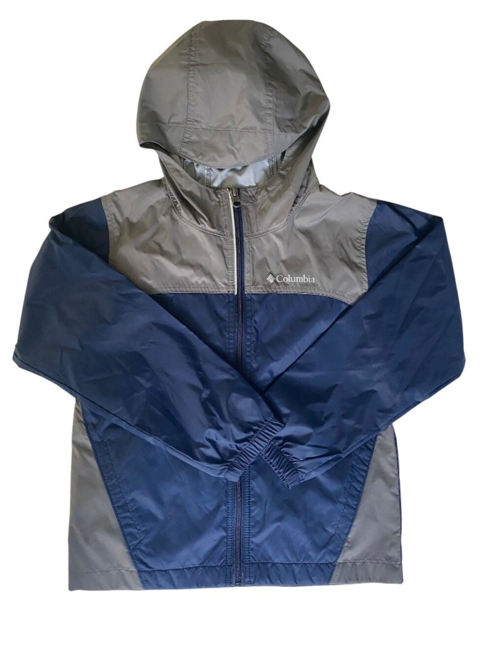 Hooded Rain Jacket S 8 Columbia Glennaker Blue Gray Omni-Shield Rain Resistant
